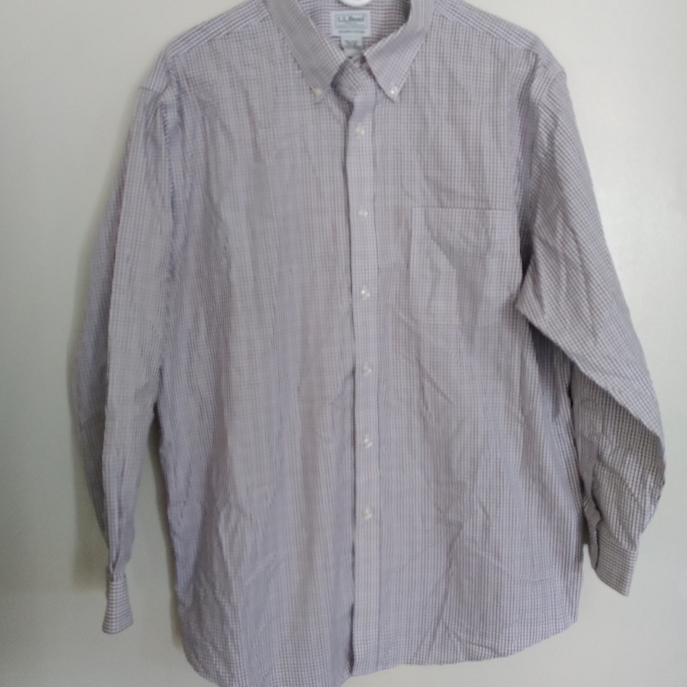 L.L.Bean plaid men button down shirt 100% cotton size 171/2_33